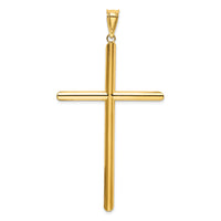 14k Polished Tube Cross Pendant-K6190