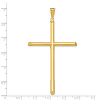 14k Polished Tube Cross Pendant-K6190