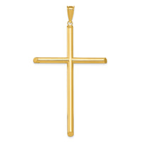 14k Polished Tube Cross Pendant-K6190