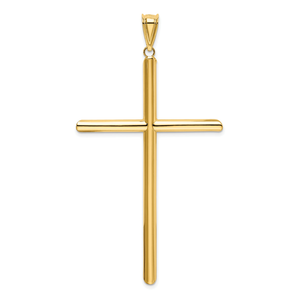 14k Polished Tube Cross Pendant-K6191