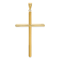 14k Polished Tube Cross Pendant-K6191