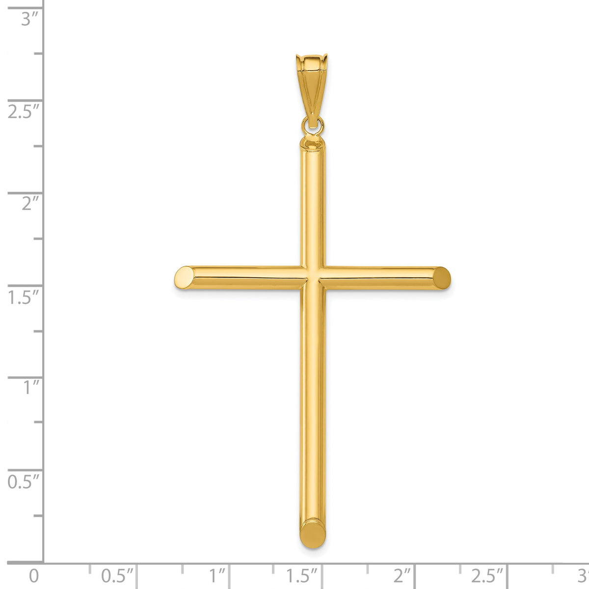 14k Polished Tube Cross Pendant-K6191