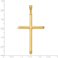 14k Polished Tube Cross Pendant-K6191