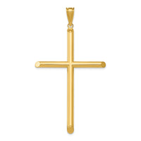 14k Polished Tube Cross Pendant-K6191