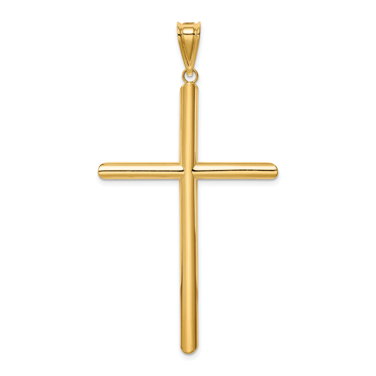 14k Polished Tube Cross Pendant-K6192