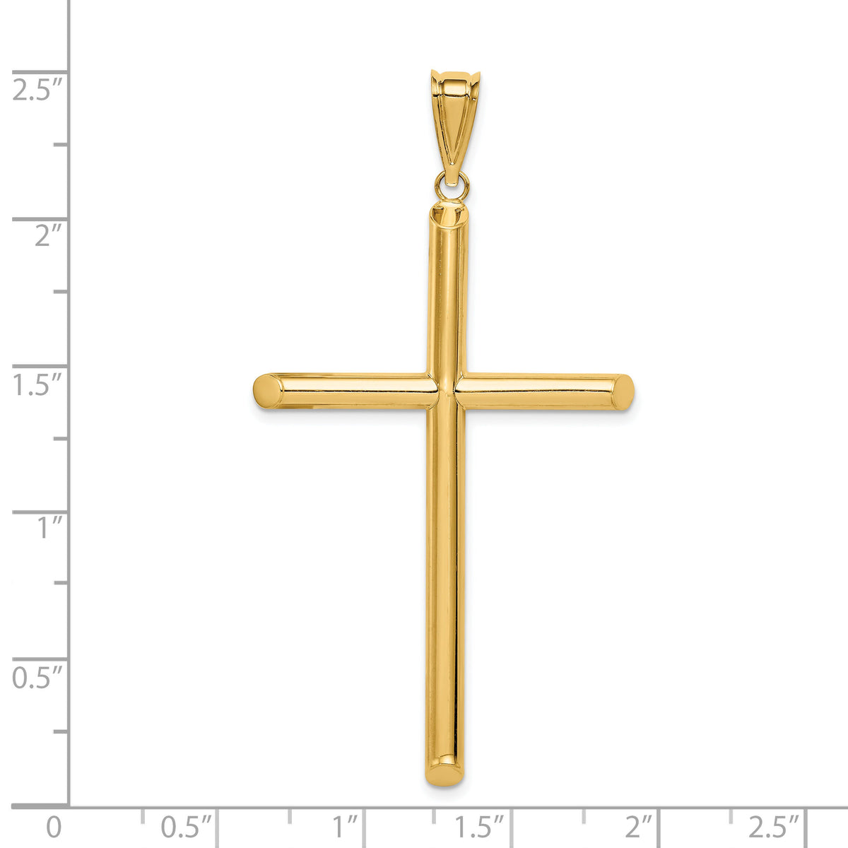 14k Polished Tube Cross Pendant-K6192