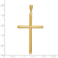 14k Polished Tube Cross Pendant-K6192