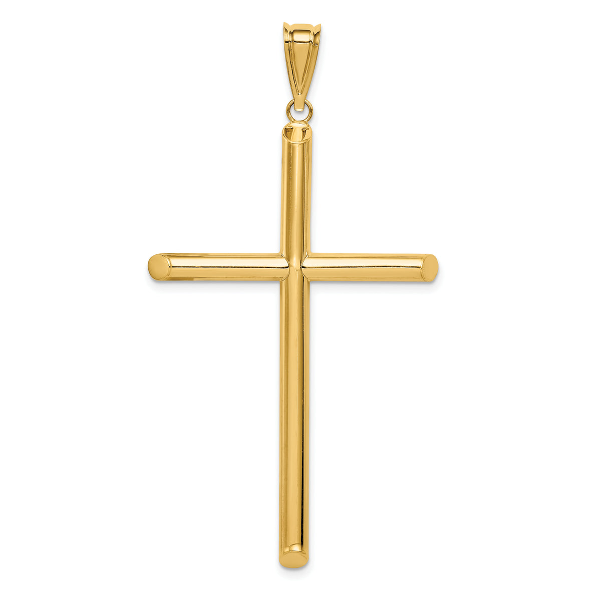 14k Polished Tube Cross Pendant-K6192