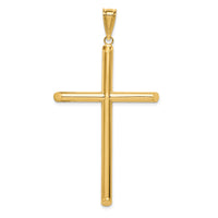 14k Polished Tube Cross Pendant-K6192
