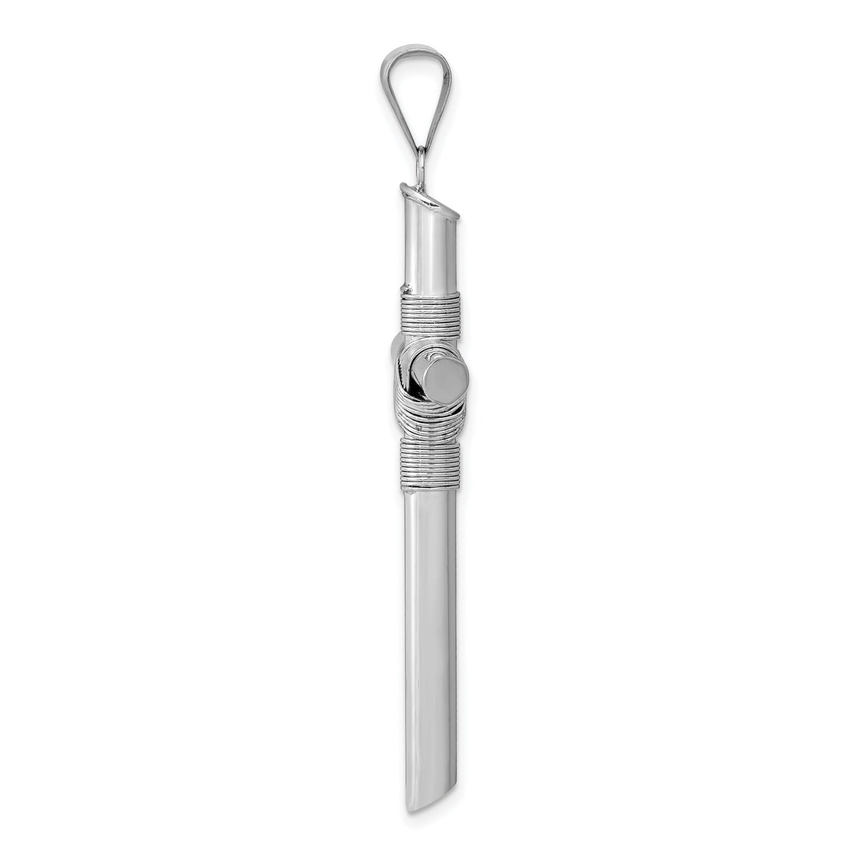 14K White Gold w/Center Wrap Tube Cross Pendant-K6195