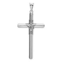 14K White Gold w/Center Wrap Tube Cross Pendant-K6195