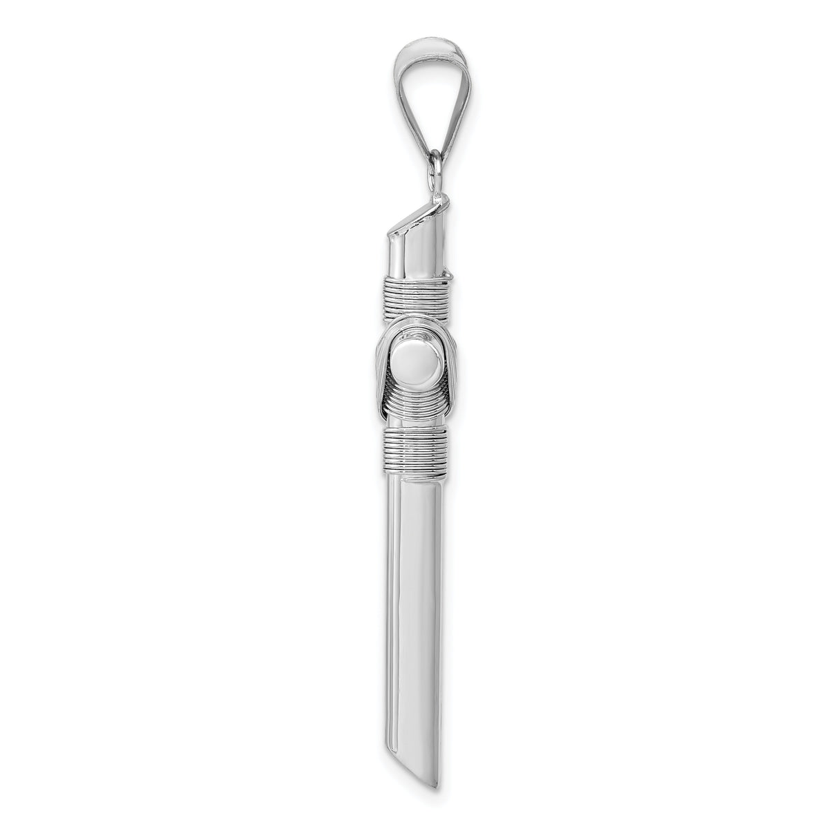 14K White Gold w/Center Wrap Tube Cross Pendant-K6196