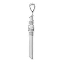 14K White Gold w/Center Wrap Tube Cross Pendant-K6196