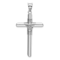 14K White Gold w/Center Wrap Tube Cross Pendant-K6196