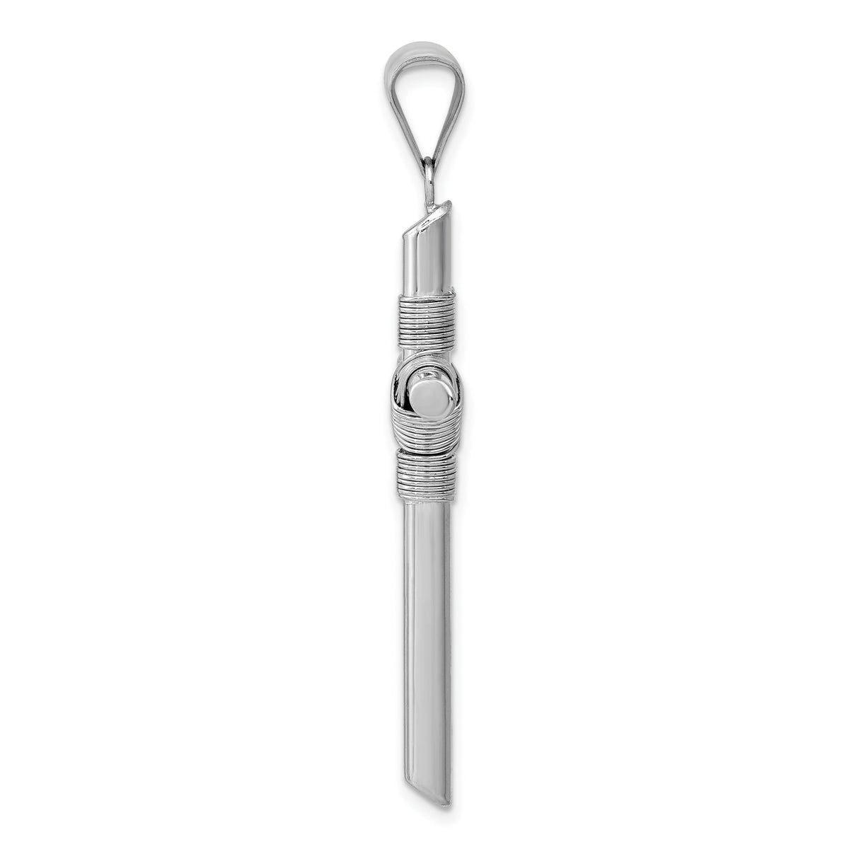 14K White Gold w/Center Wrap Tube Cross Pendant-K6198