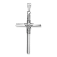 14K White Gold w/Center Wrap Tube Cross Pendant-K6198