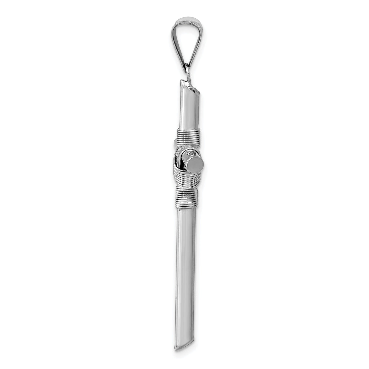 14K White Gold w/Center Wrap Tube Cross Pendant-K6199
