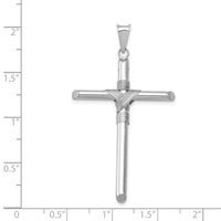 14K White Gold w/Center Wrap Tube Cross Pendant-K6199