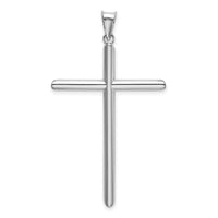 14k White Gold Polished Tube Cross Pendant-K6202