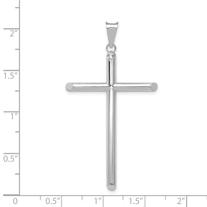 14k White Gold Polished Tube Cross Pendant-K6202