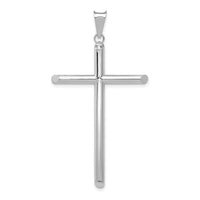 14k White Gold Polished Tube Cross Pendant-K6202