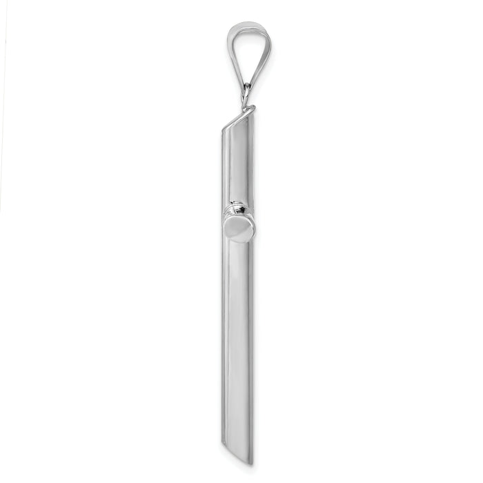 14k White Gold Polished Tube Cross Pendant-K6203