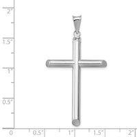 14k White Gold Polished Tube Cross Pendant-K6203