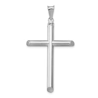 14k White Gold Polished Tube Cross Pendant-K6203