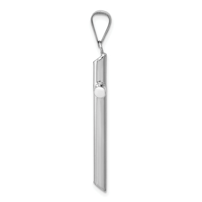 14k White Gold Polished Tube Cross Pendant-K6204