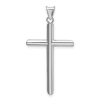 14k White Gold Polished Tube Cross Pendant-K6204