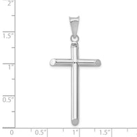 14k White Gold Polished Tube Cross Pendant-K6204