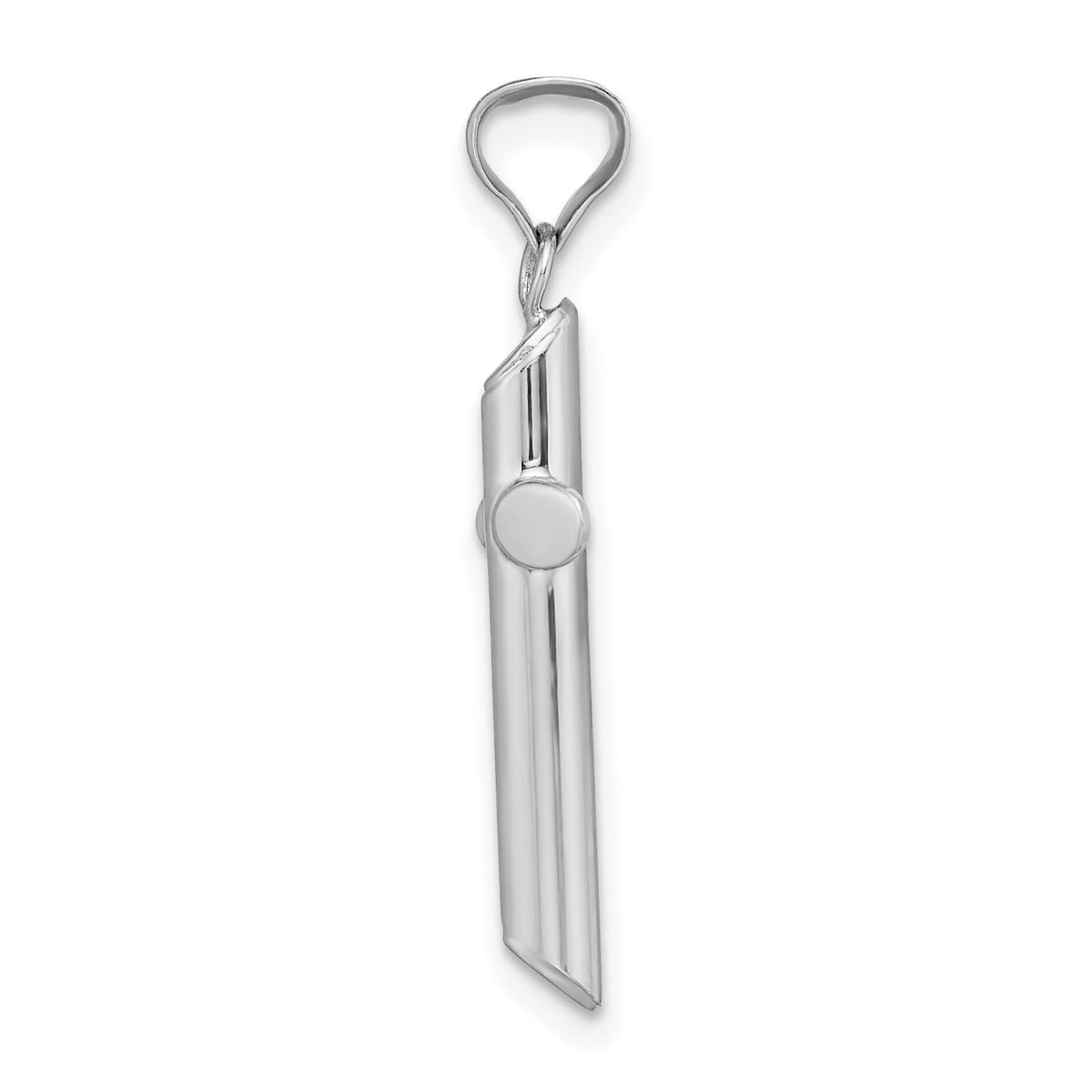 14k White Gold Polished Tube Cross Pendant-K6205