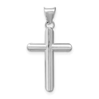 14k White Gold Polished Tube Cross Pendant-K6205
