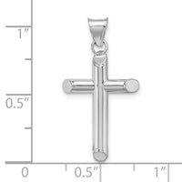 14k White Gold Polished Tube Cross Pendant-K6205