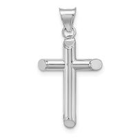 14k White Gold Polished Tube Cross Pendant-K6205