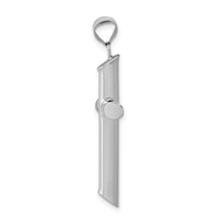14k White Gold Polished Tube Cross Pendant-K6206