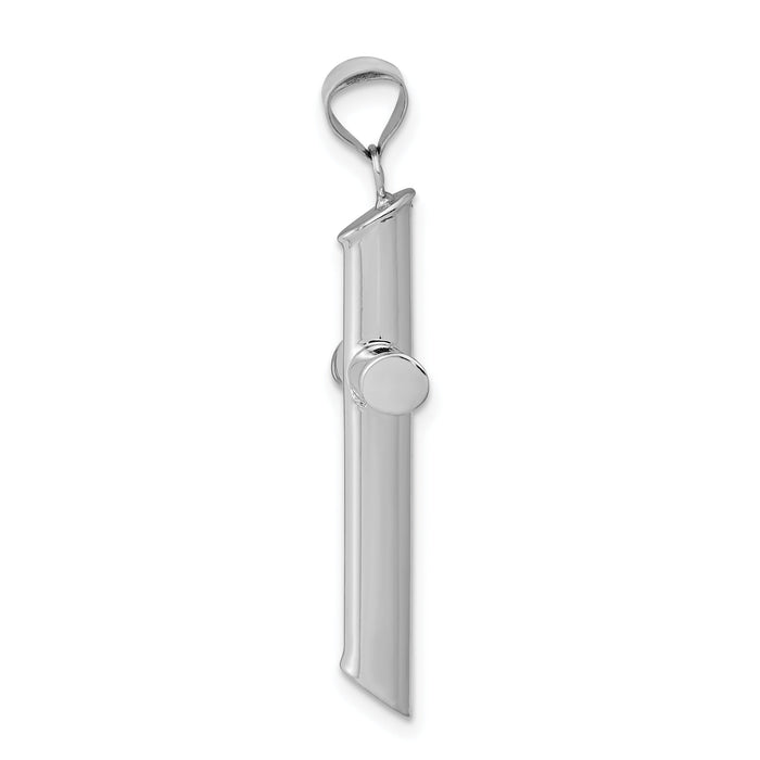 14k White Gold Polished Tube Cross Pendant-K6206