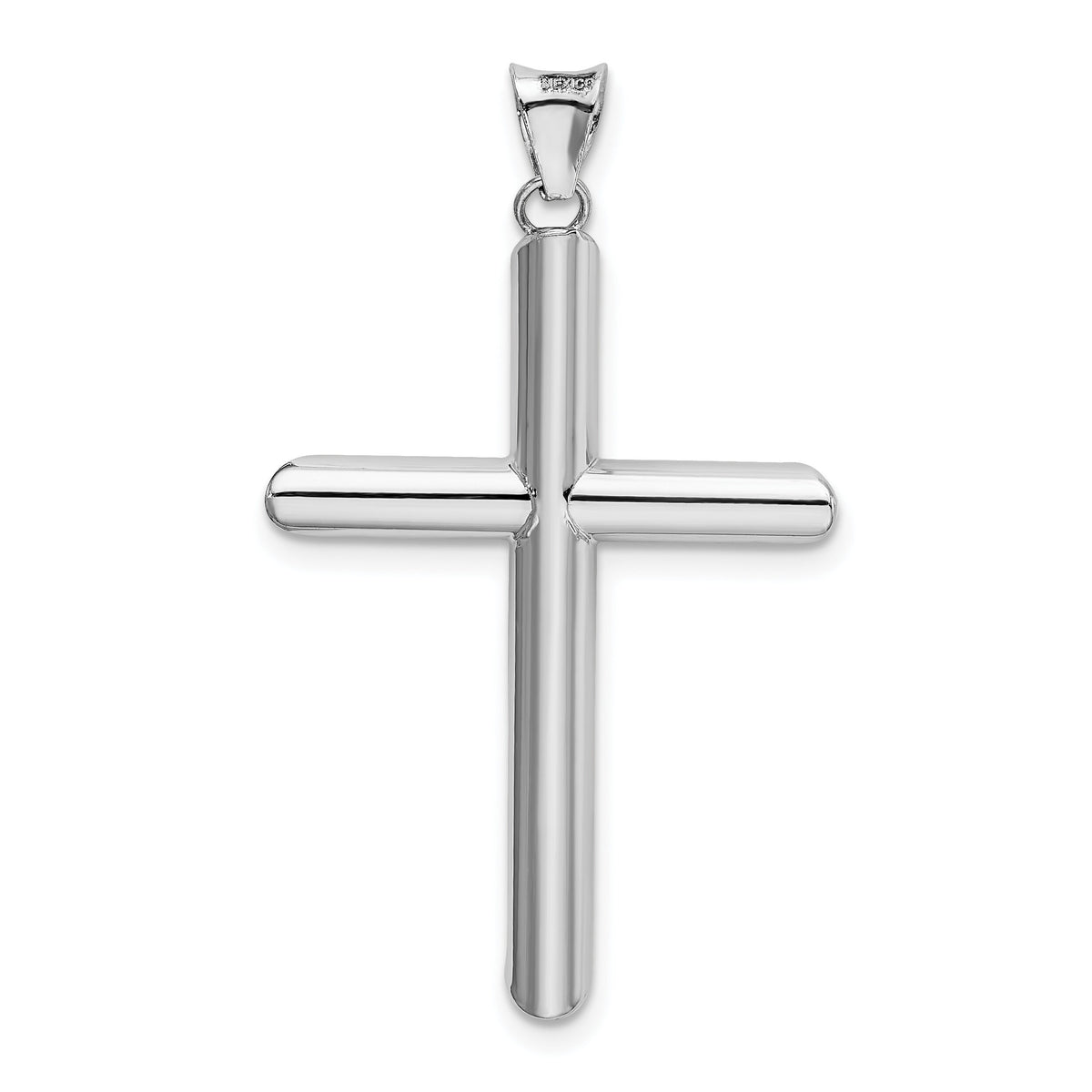 14k White Gold Polished Tube Cross Pendant-K6206