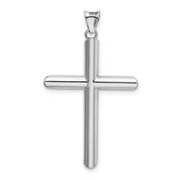 14k White Gold Polished Tube Cross Pendant-K6206