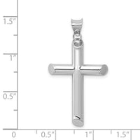 14k White Gold Polished Tube Cross Pendant-K6206