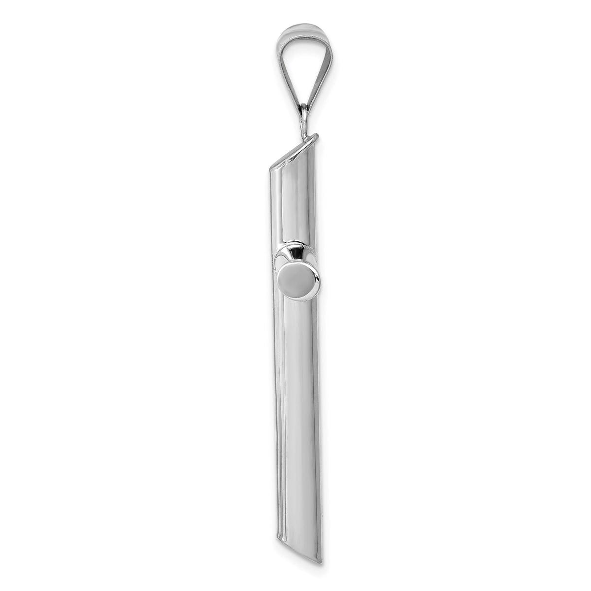 14k White Gold Polished Tube Cross Pendant-K6207