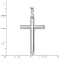 14k White Gold Polished Tube Cross Pendant-K6207