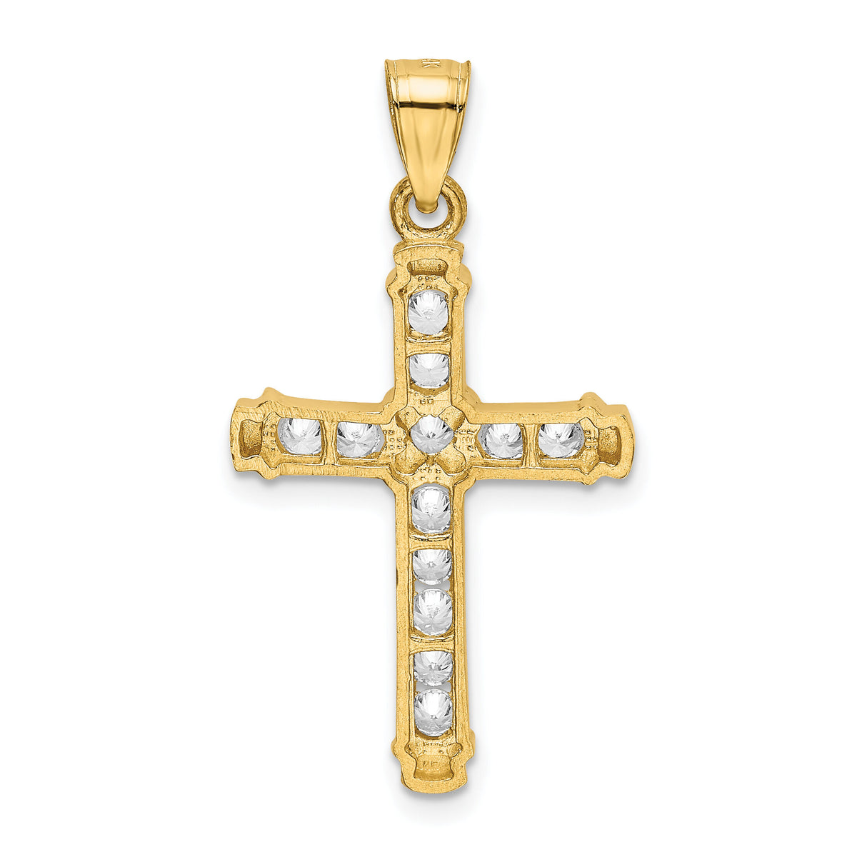 14k CZ Cross Pendant-K6212