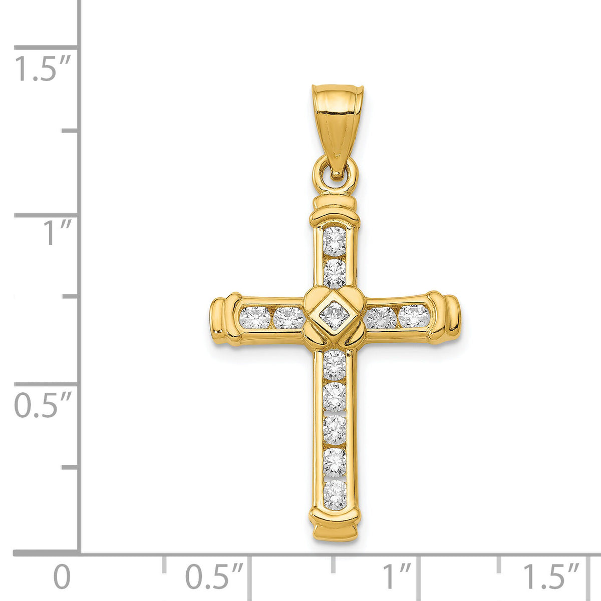 14k CZ Cross Pendant-K6212