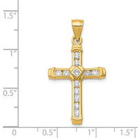 14k CZ Cross Pendant-K6212