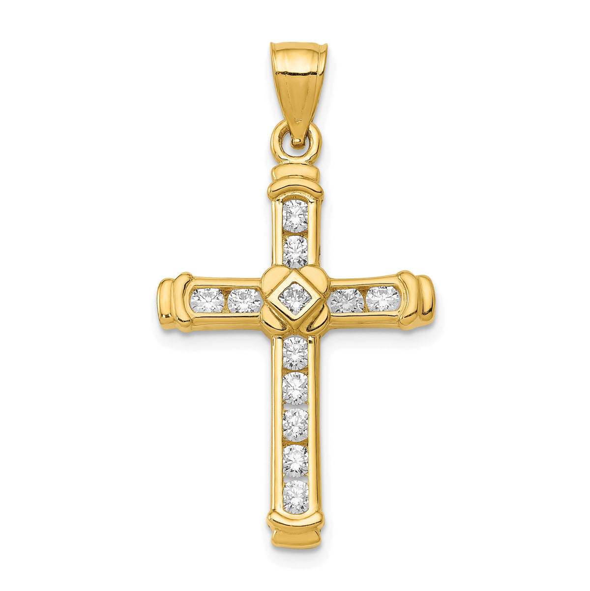 14k CZ Cross Pendant-K6212