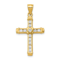 14k CZ Cross Pendant-K6212