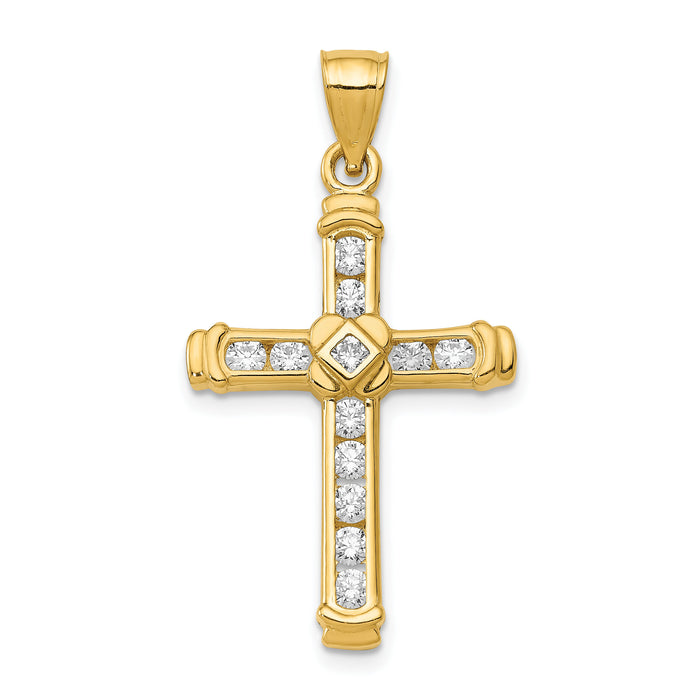 14k CZ Cross Pendant-K6212