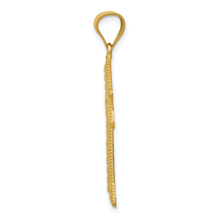 14k Diamond-cut Cross Pendant-K6213