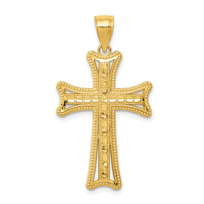 14k Diamond-cut Cross Pendant-K6213